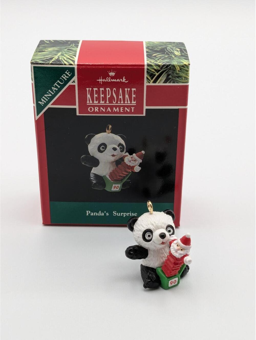 Hallmark Keepsake Panda's Surprise Miniature Ornament 1990, New in Box